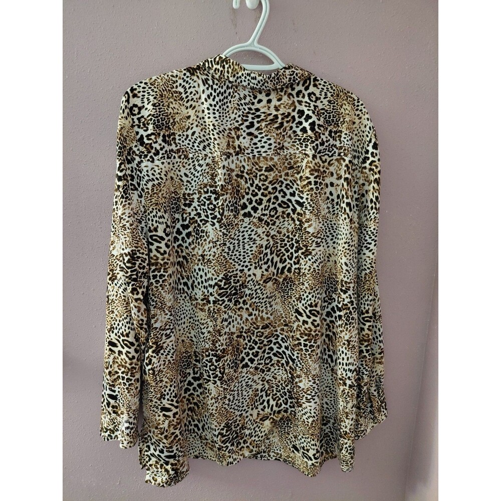 Chicos Women’s Leopard Print Button Down Shirt Tunic Animal Print Size 3(XL) - Picture 8 of 11